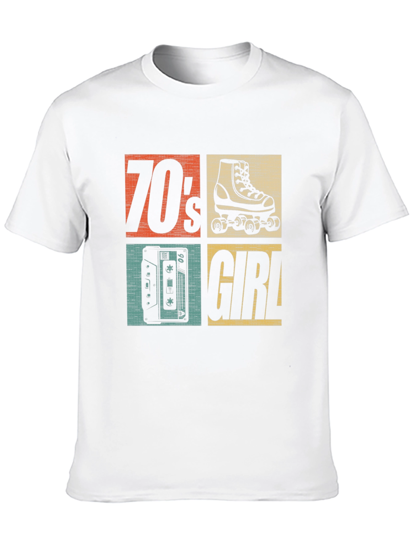70s Girl Retro Roller Skate Cassette T-Shirt