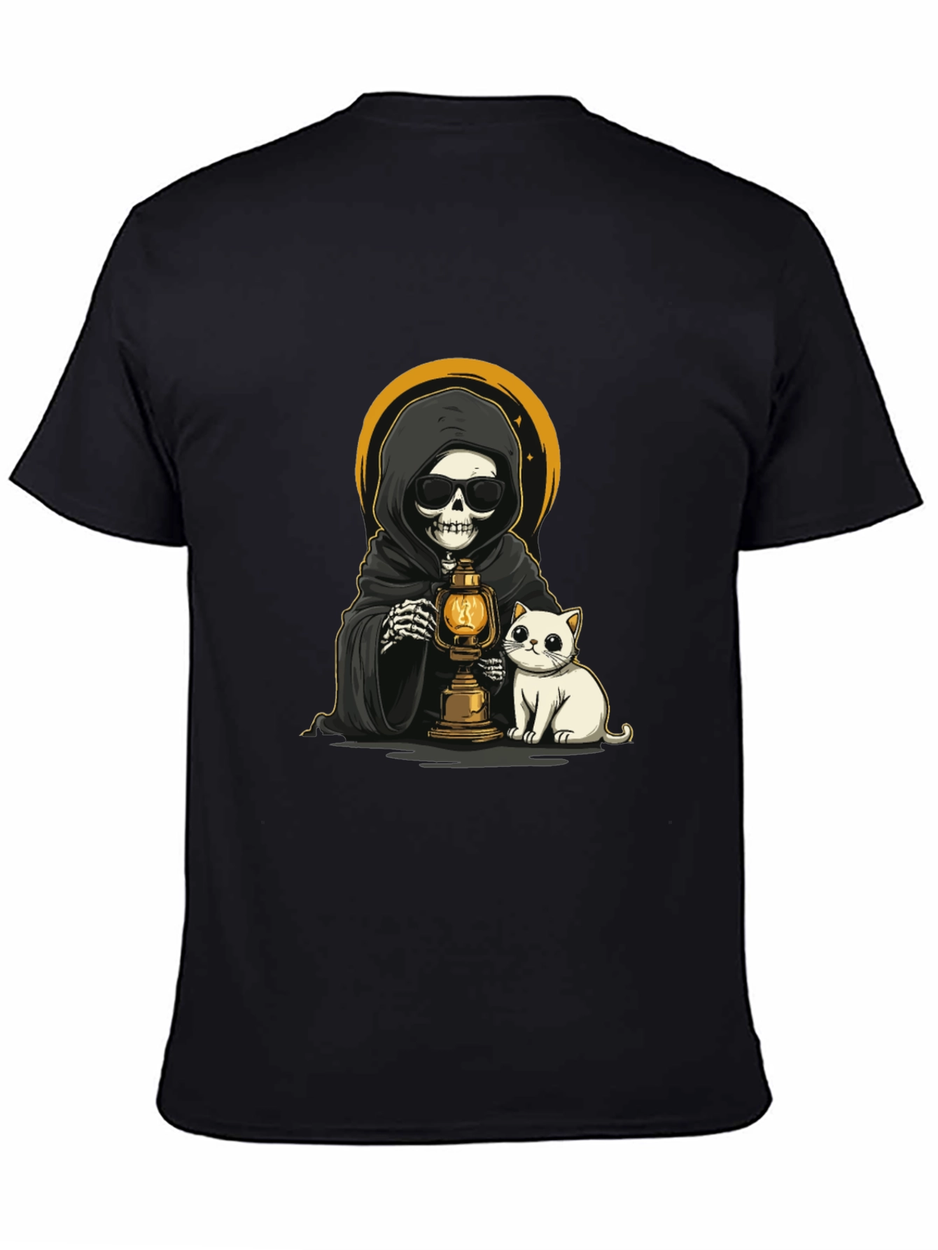 Grim Reaper Cat Graphic T-Shirt