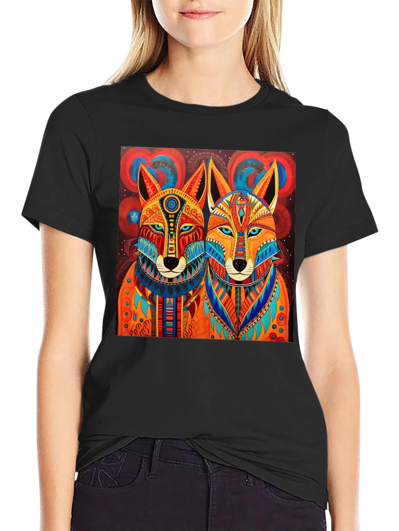 Aztec Fox Graphic Tee - Stylish Mens T-Shirt