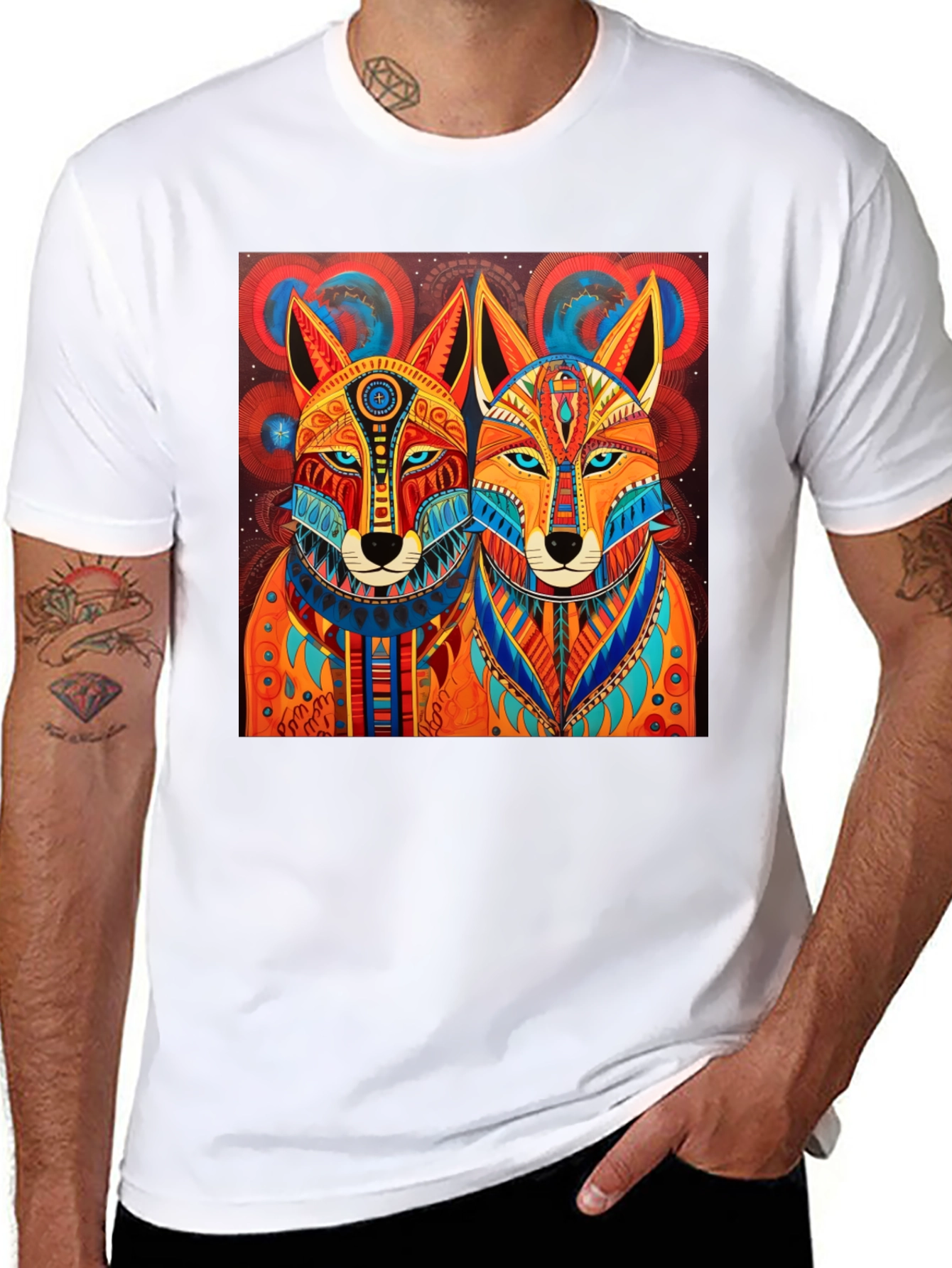 Aztec Fox Graphic Tee - Stylish Mens T-Shirt