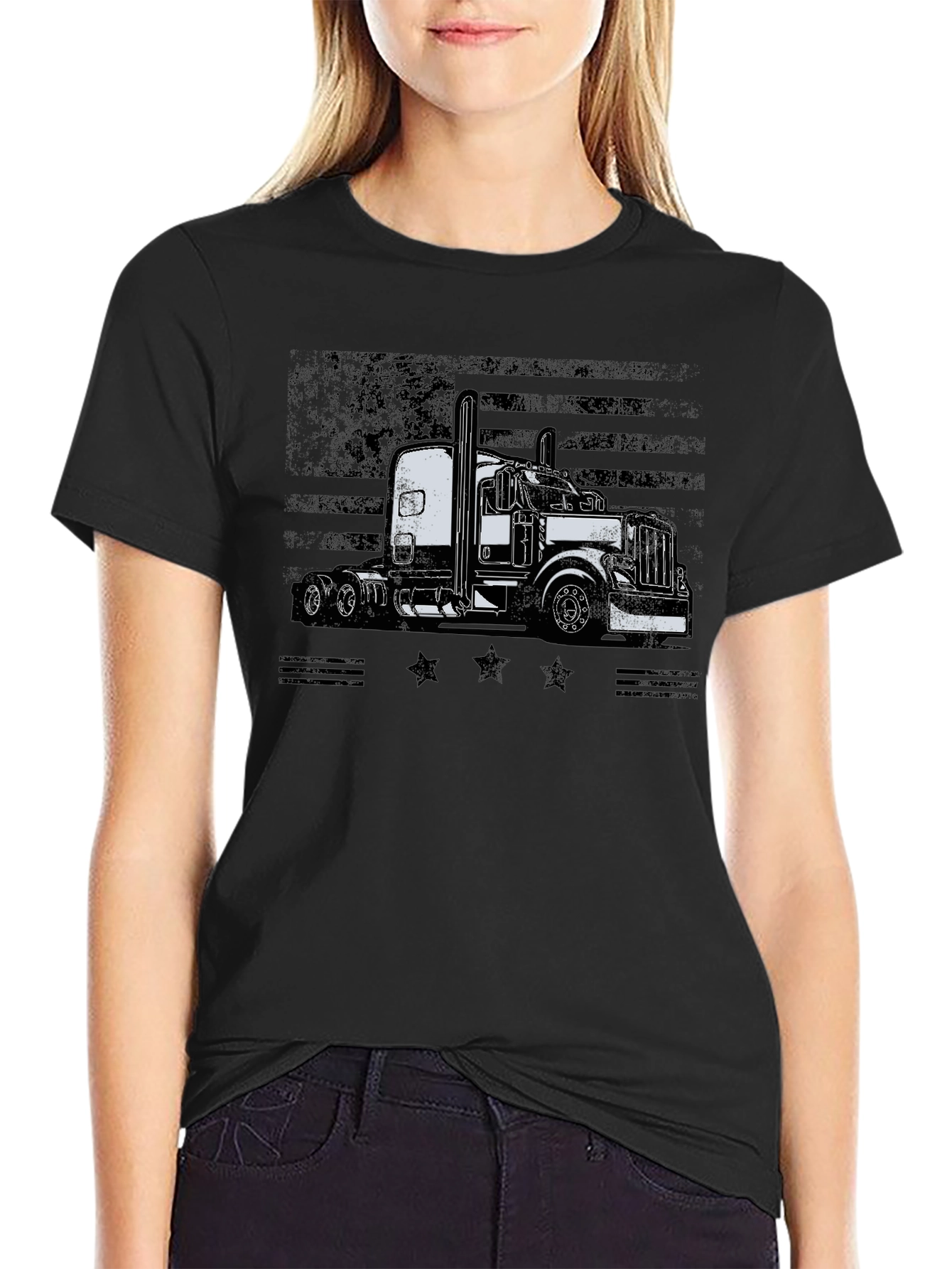 American Flag Trucker Graphic T-Shirt