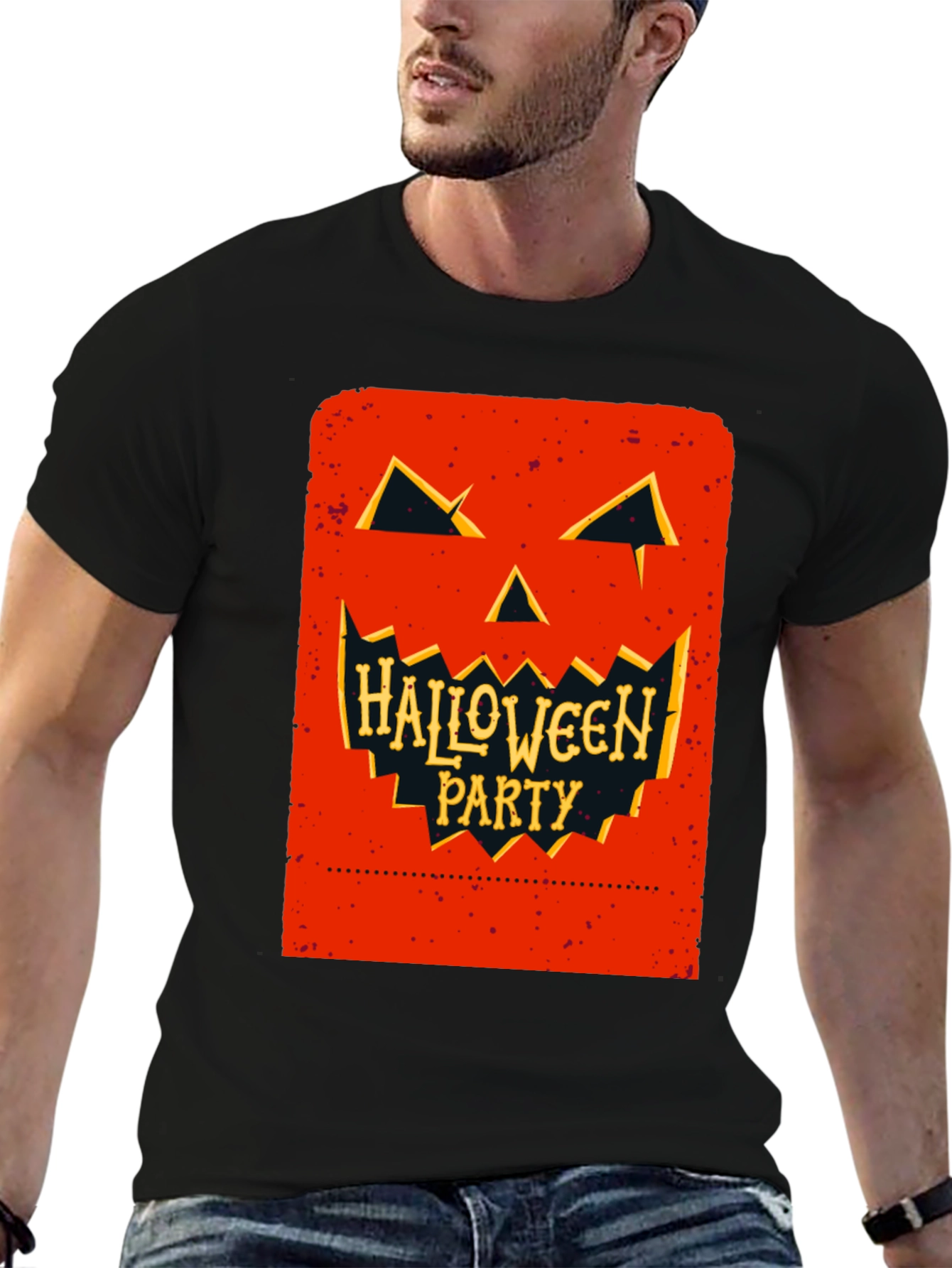 Halloween Party Pumpkin Face Black T-Shirt