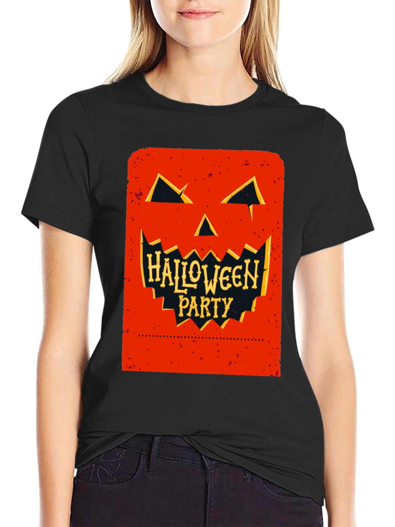 Halloween Party Pumpkin Face Black T-Shirt