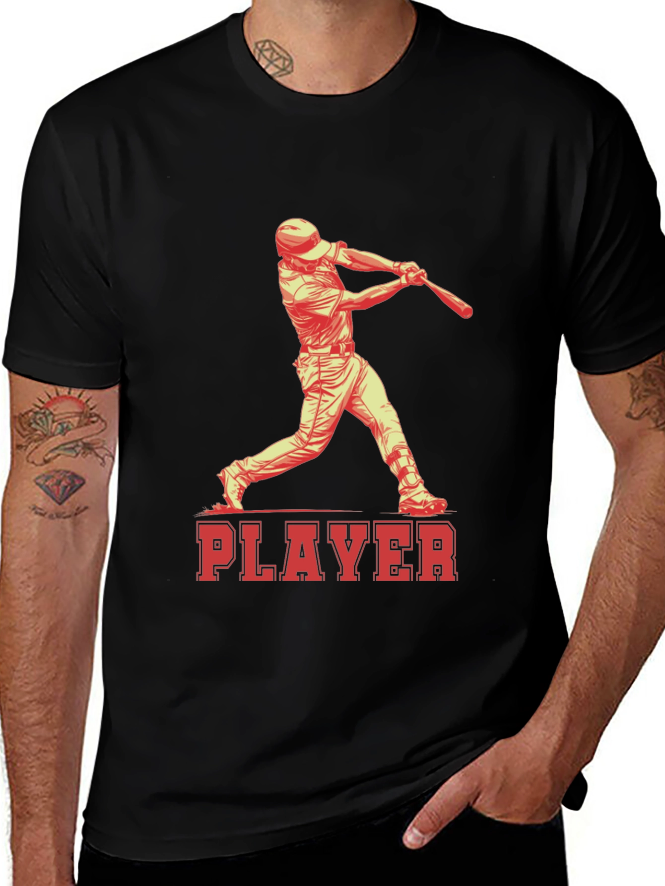 Baseball Player Graphic T-Shirt - Cotton Blend