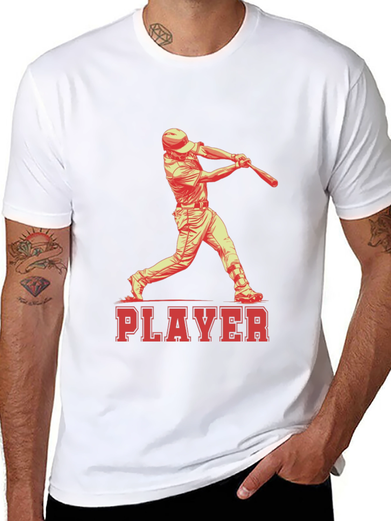 Baseball Player Graphic T-Shirt - Cotton Blend