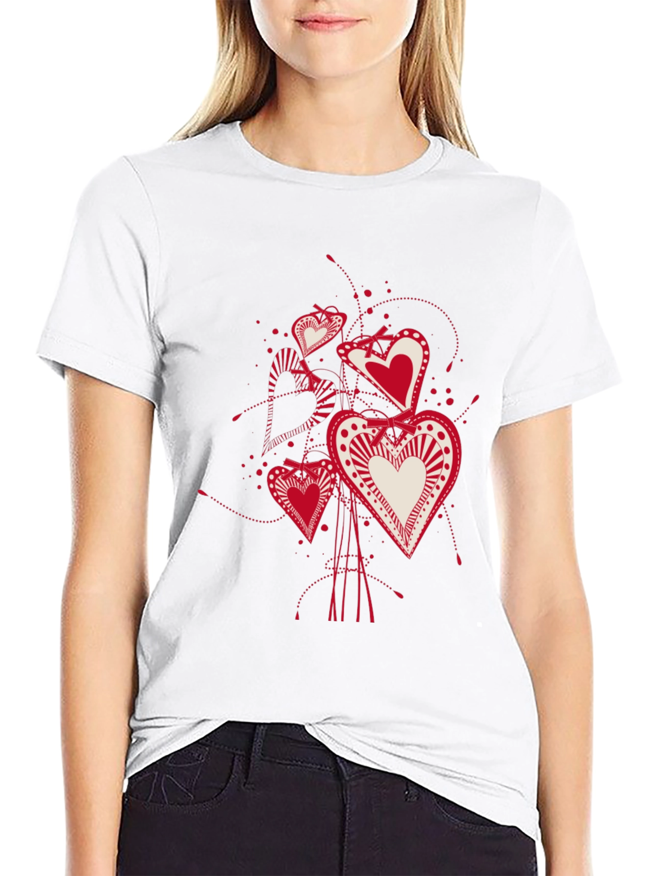 Heart Bouquet Graphic Tee - Black