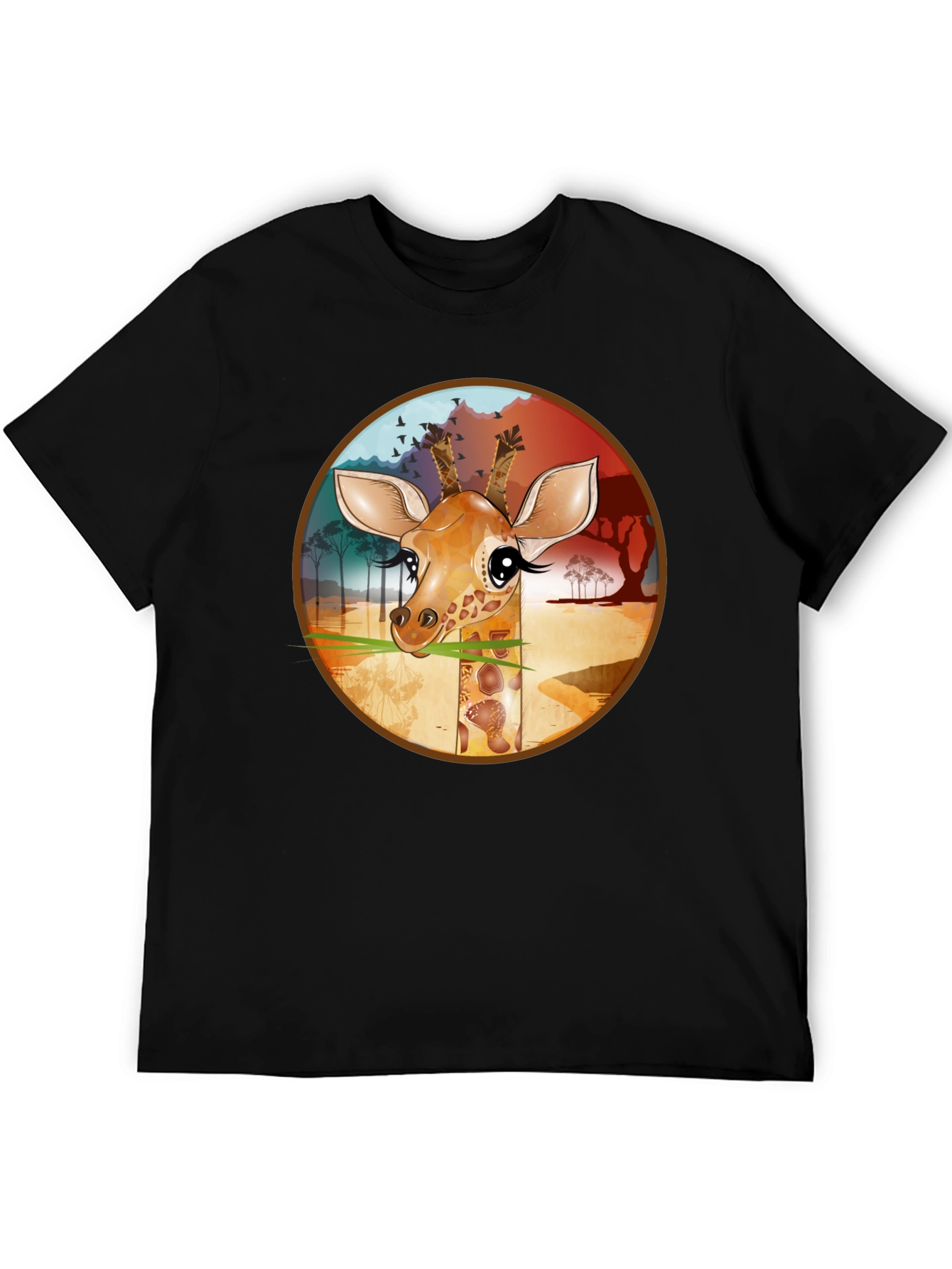 Giraffe Graphic T-Shirt - Black Cotton Tee