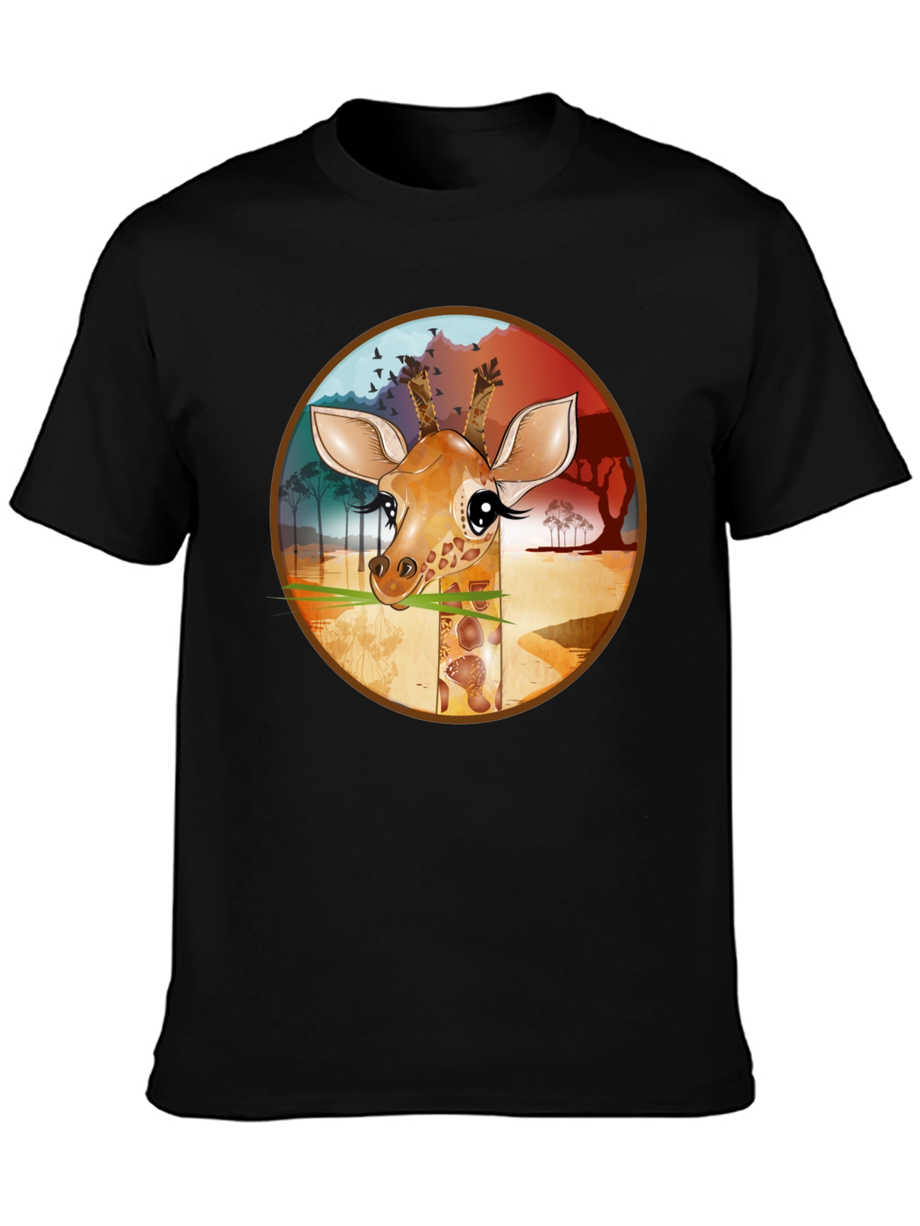Giraffe Graphic T-Shirt - Black Cotton Tee