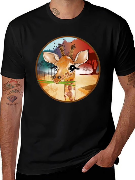 Giraffe Graphic T-Shirt - Black Cotton Tee