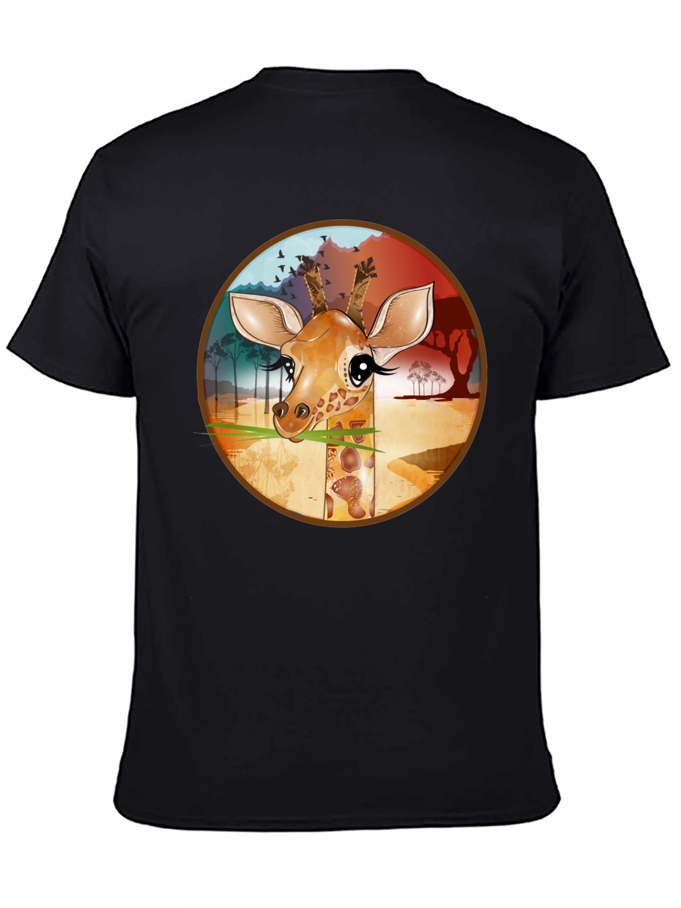 Giraffe Graphic T-Shirt - Black Cotton Tee