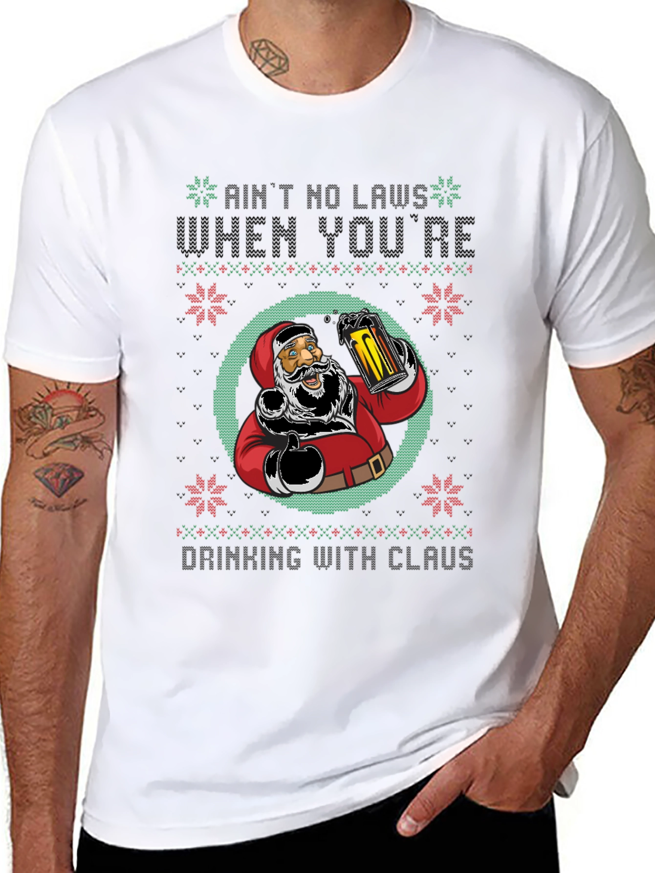 Aint No Laws Drinking with Claus T-Shirt
