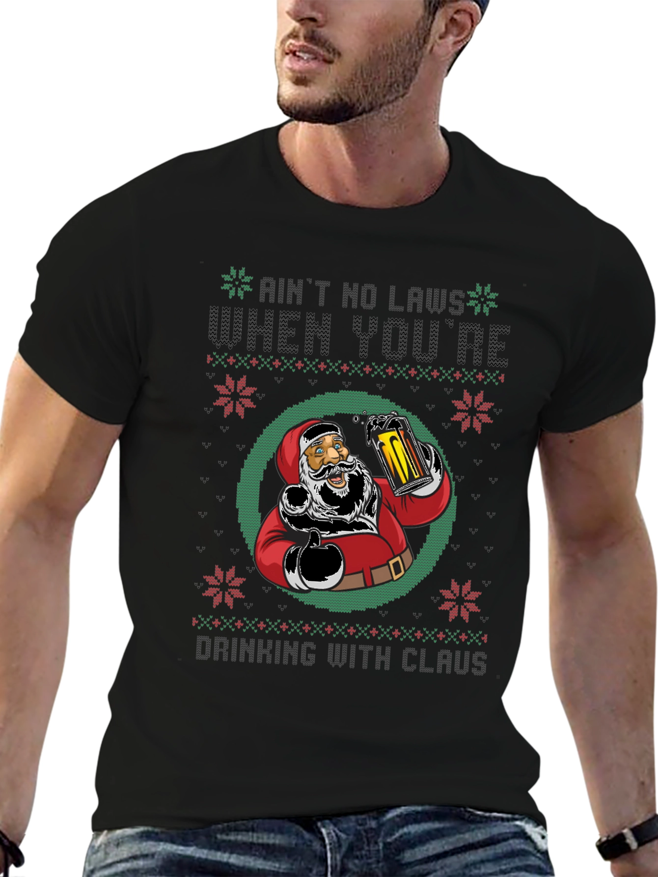 Aint No Laws Drinking with Claus T-Shirt
