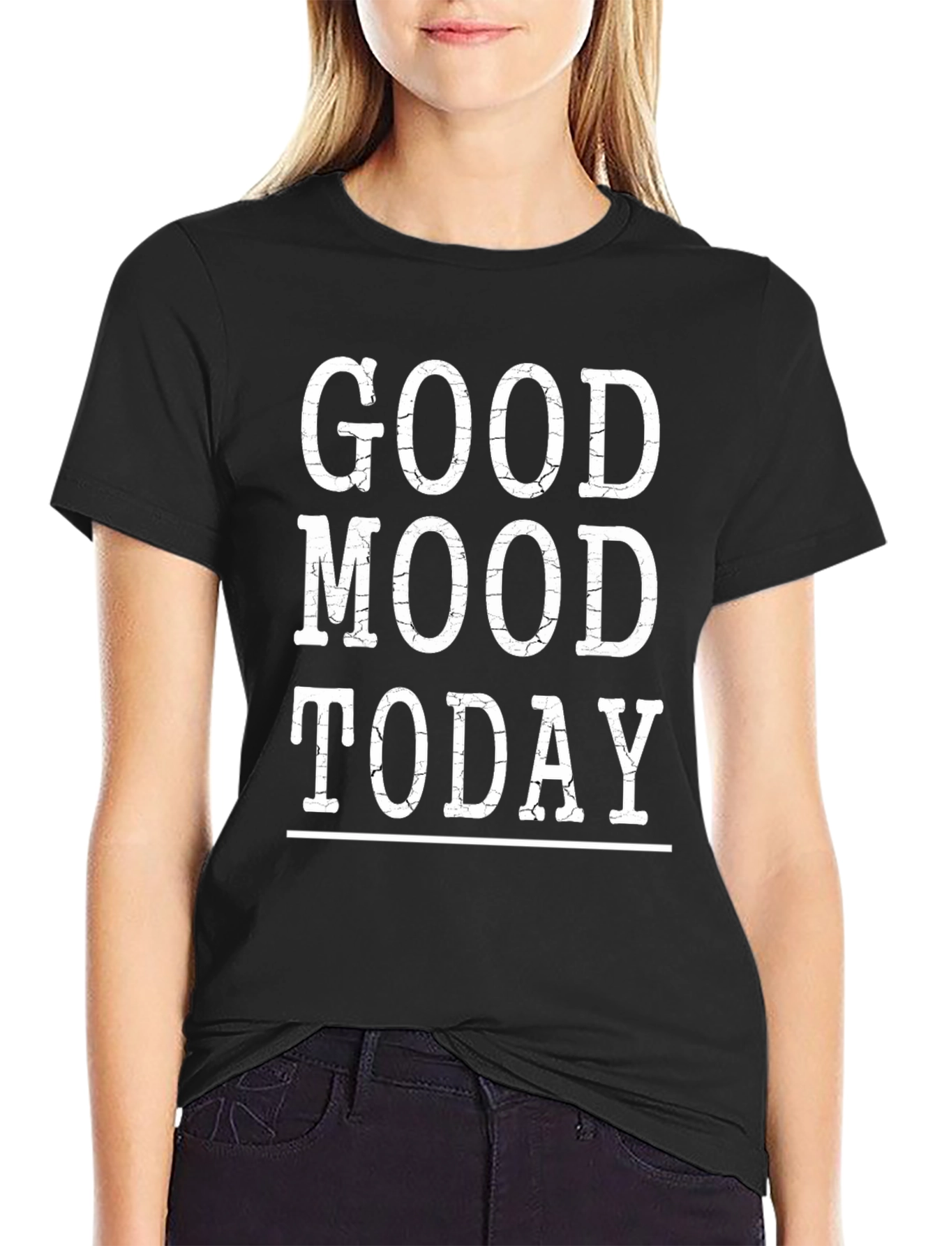 Good Mood Today Black Graphic Tee Shirt