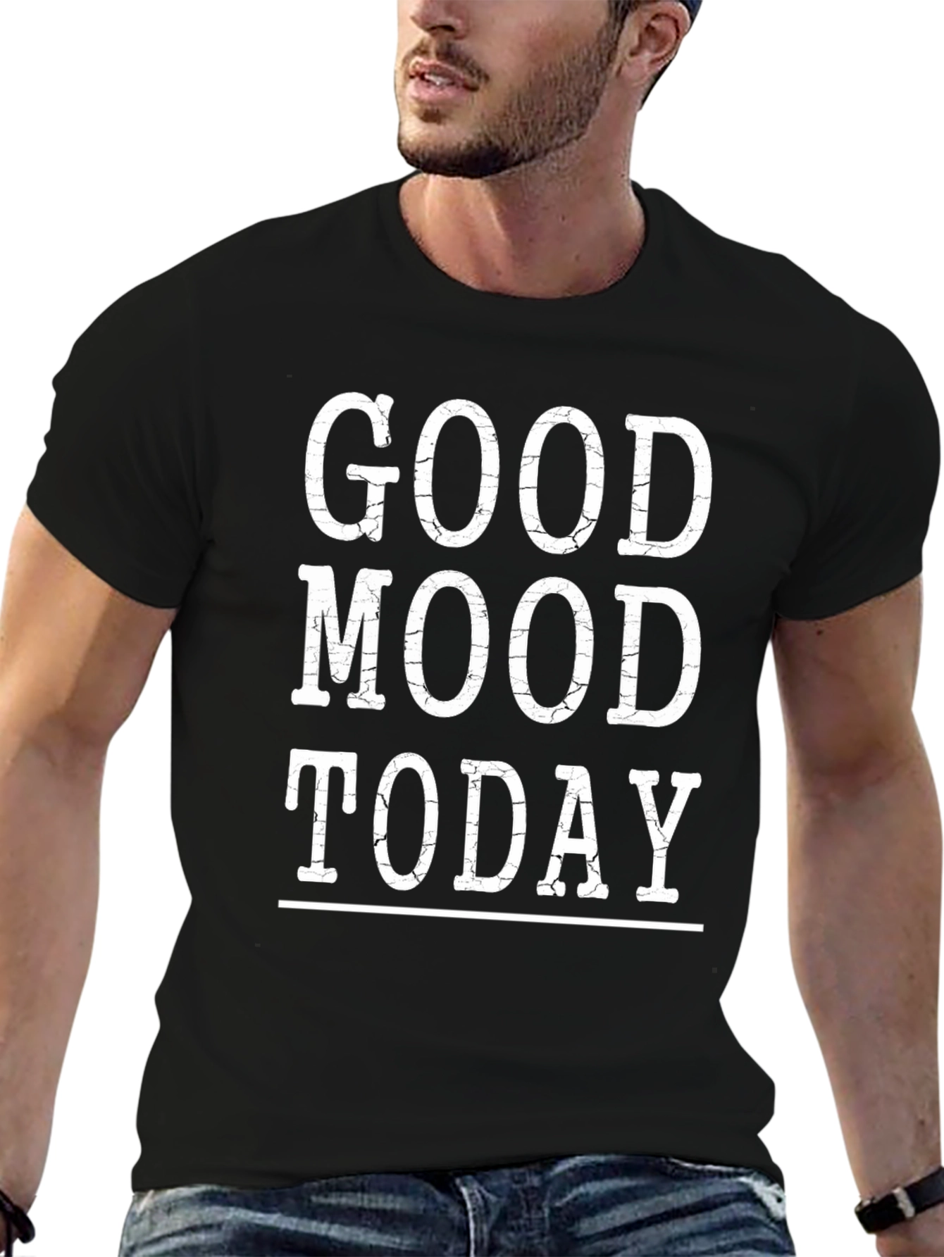 Good Mood Today Black Graphic Tee Shirt