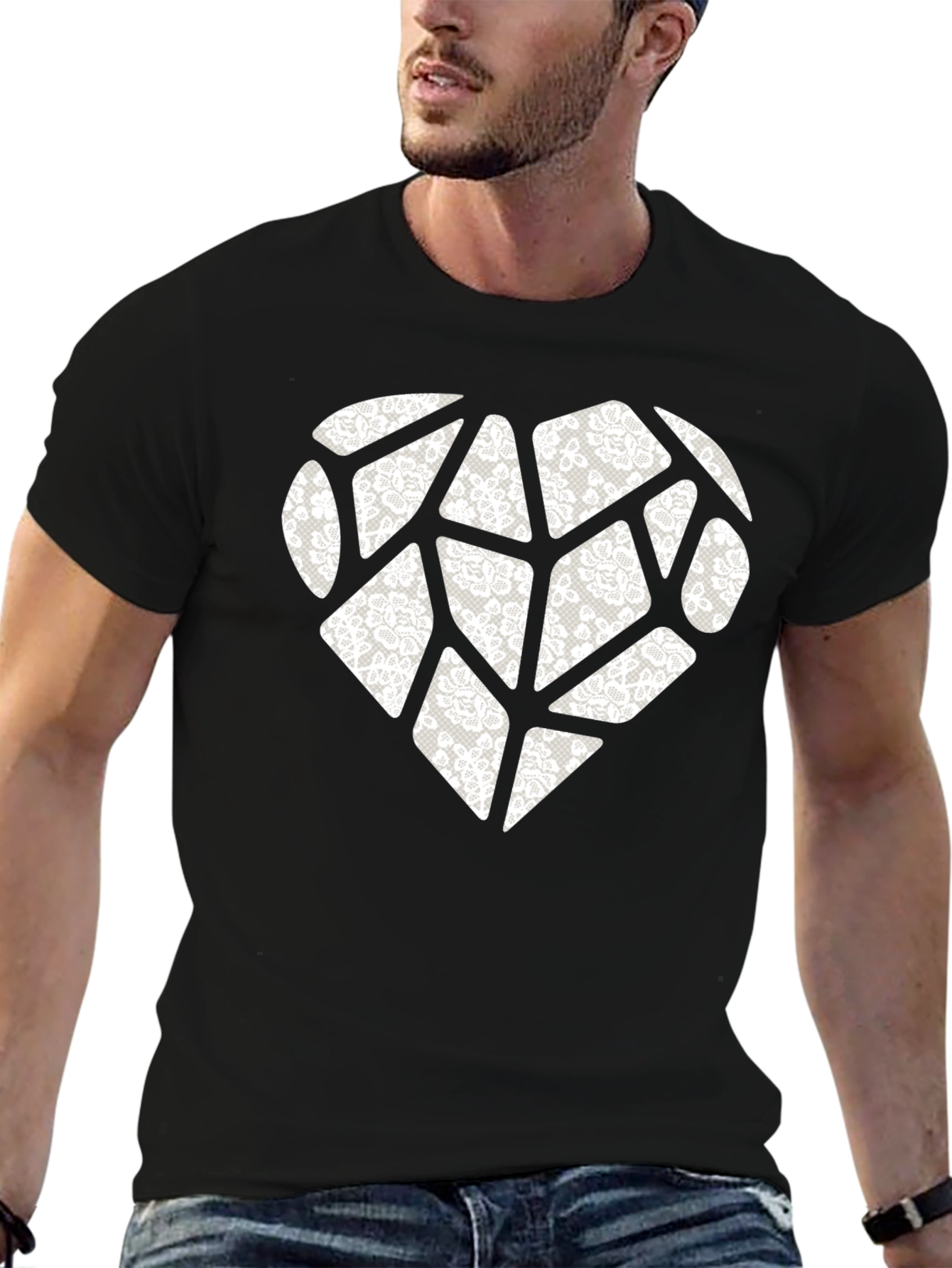 Heart Lace Patchwork Graphic Tee
