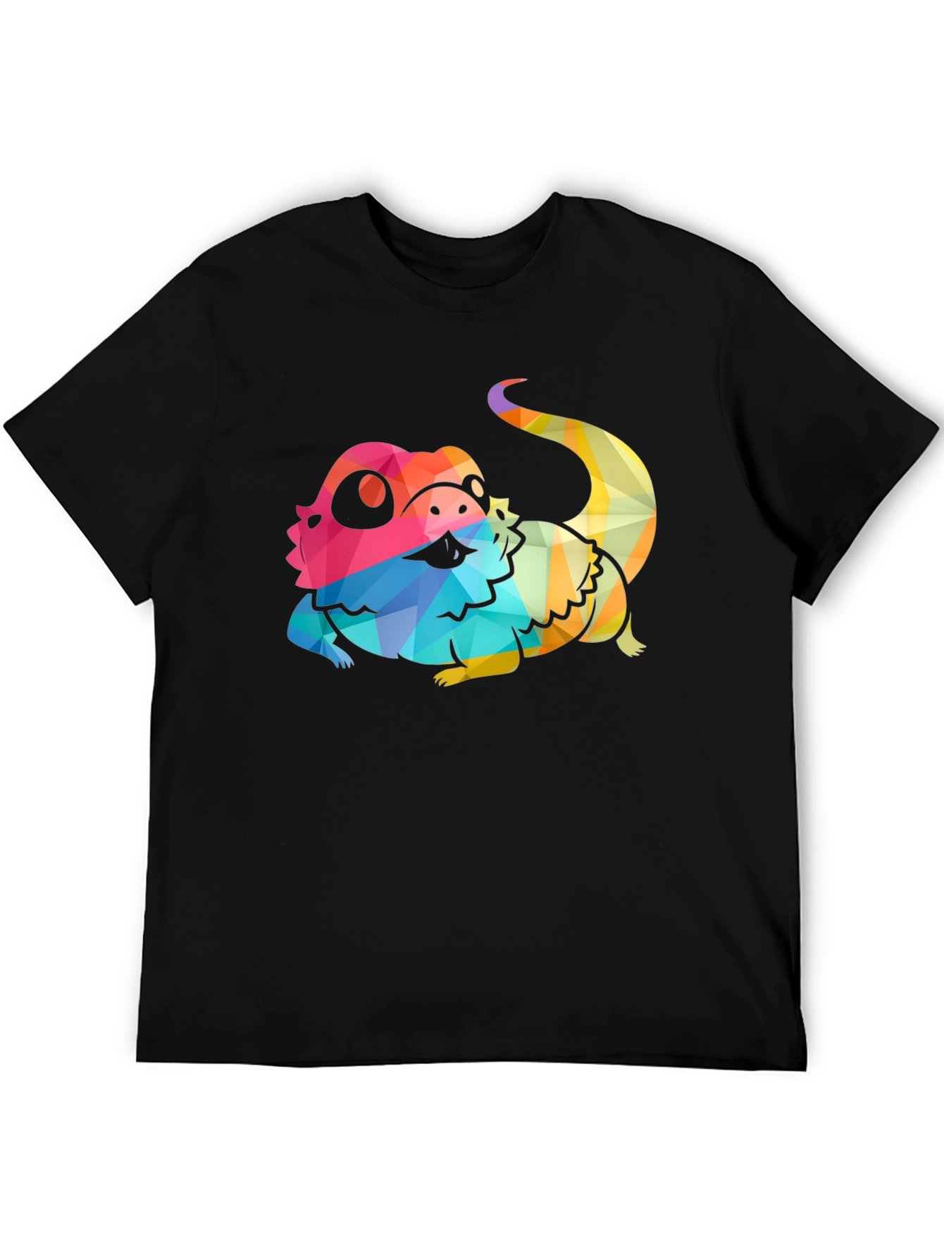 Geometric Lizard Graphic Tee - Soft Black T-Shirt