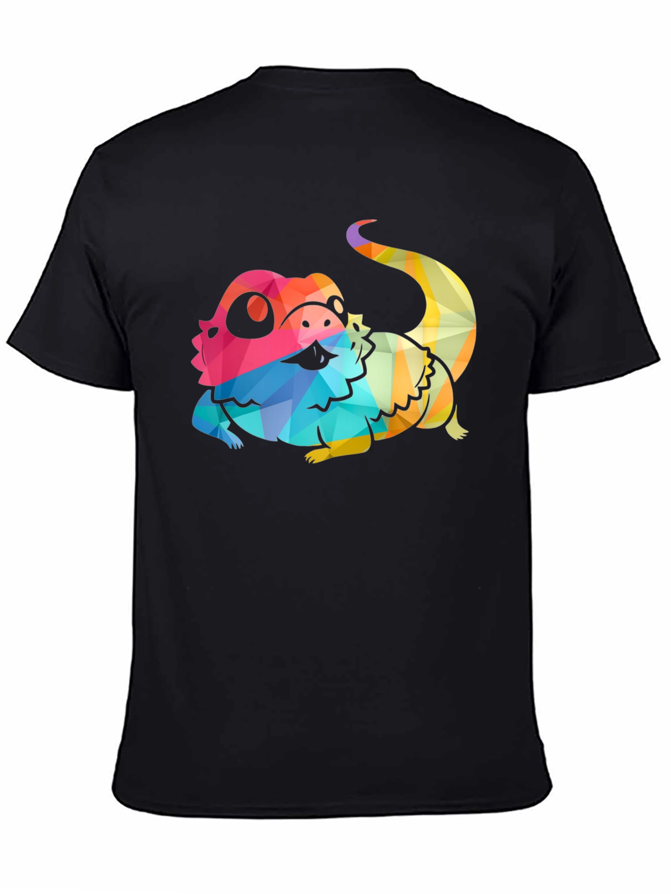 Geometric Lizard Graphic Tee - Soft Black T-Shirt