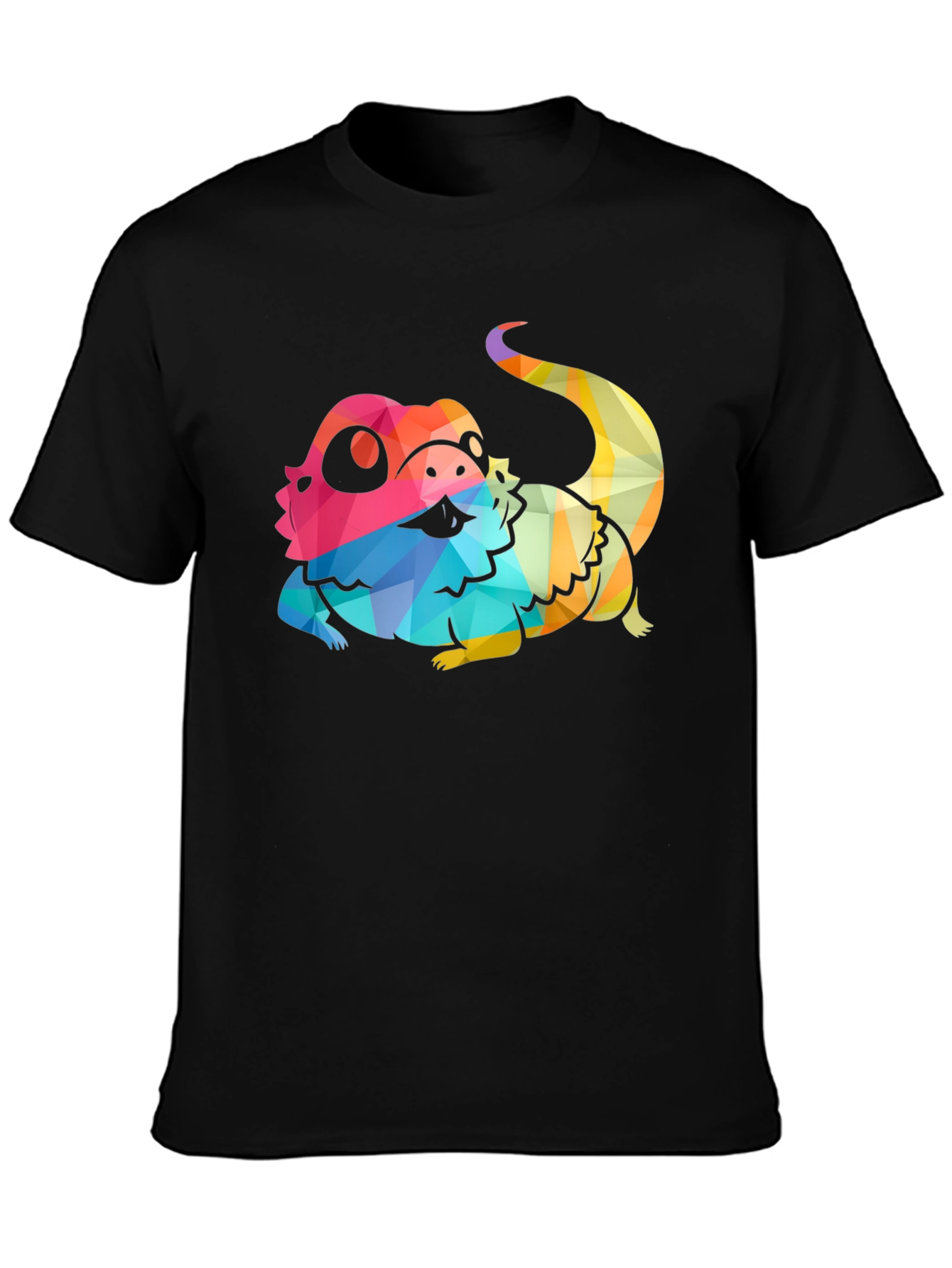 Geometric Lizard Graphic Tee - Soft Black T-Shirt