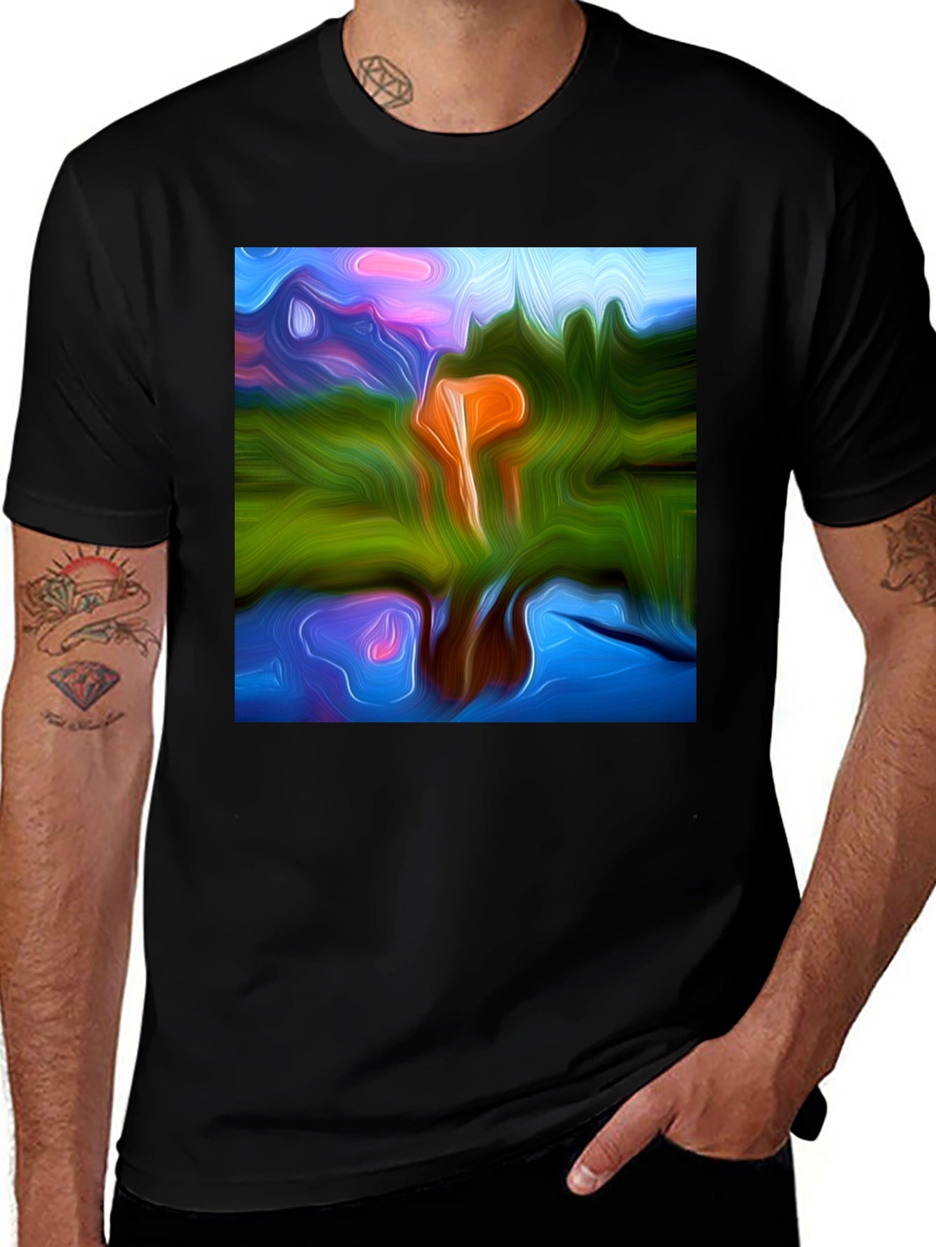 Abstract Art Black T-Shirt - Modern Style