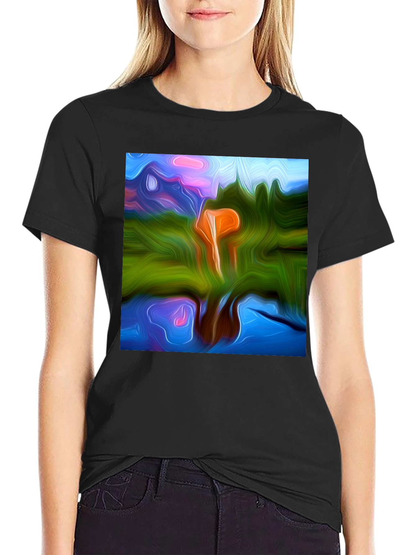 Abstract Art Black T-Shirt - Modern Style