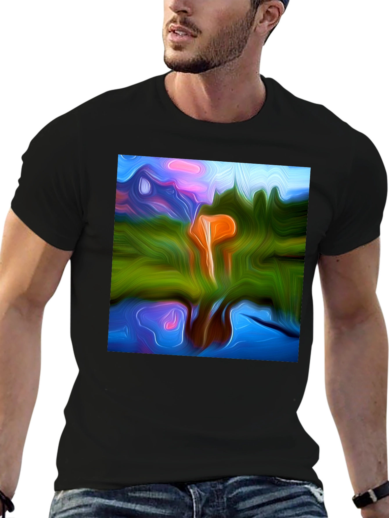Abstract Art Black T-Shirt - Modern Style