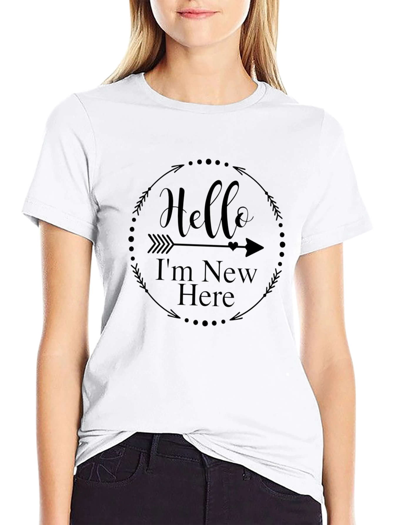 Hello Im New Here Black Graphic T-Shirt