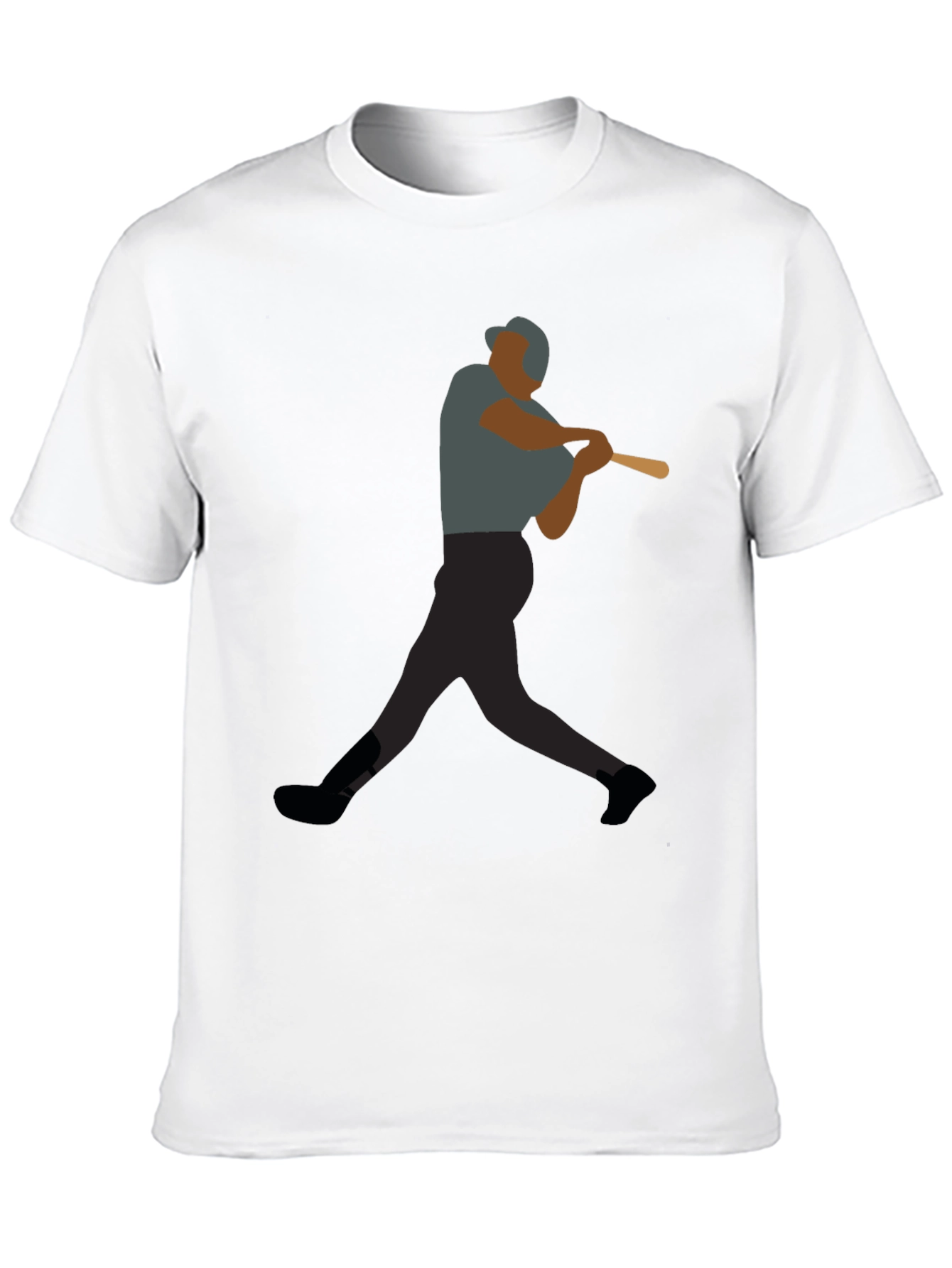 Baseball Player Graphic Tee - Black Cotton Shirt