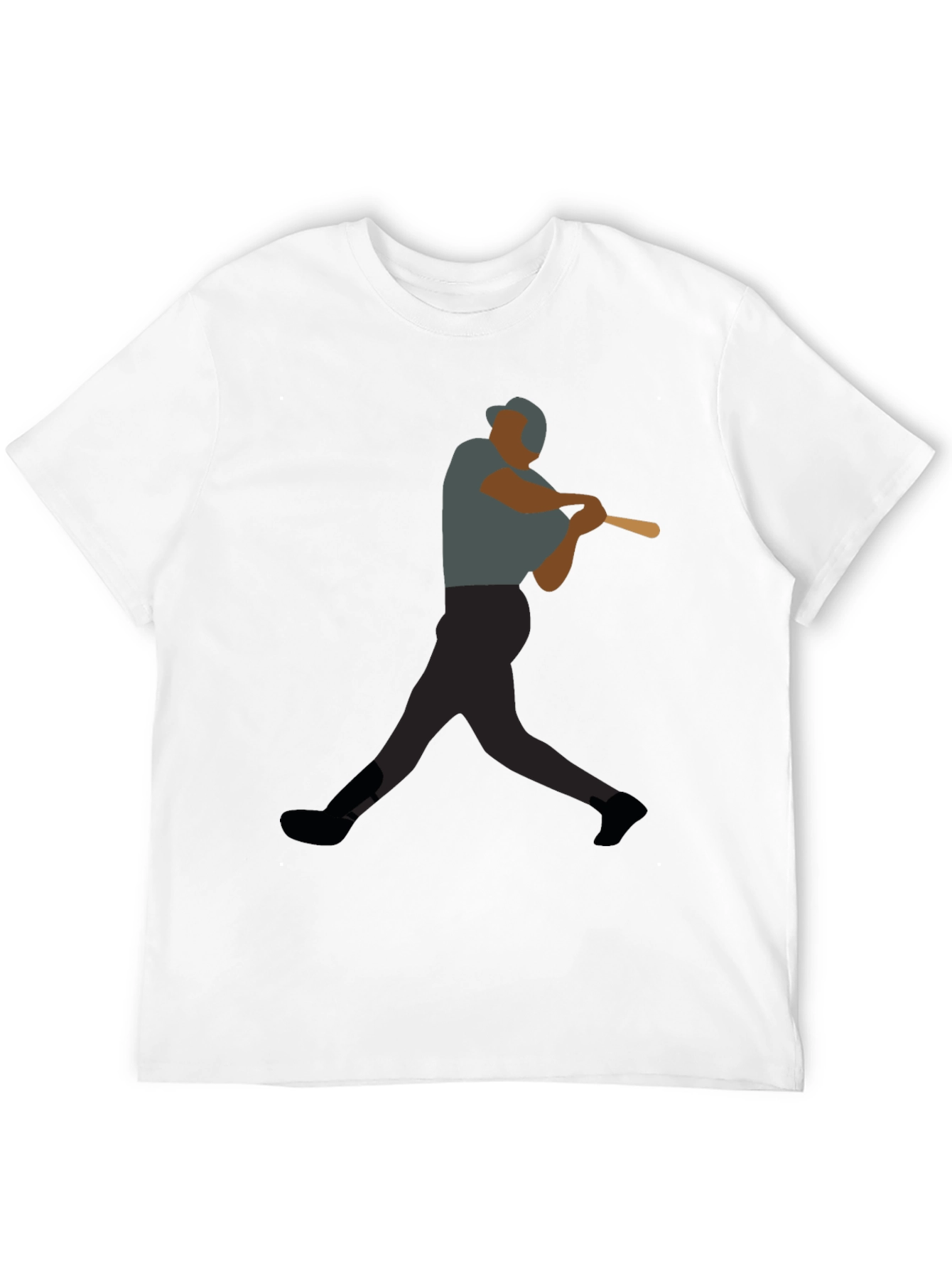 Baseball Player Graphic Tee - Black Cotton Shirt