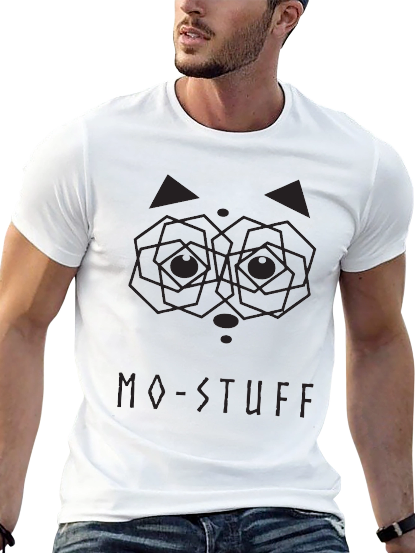 Geometric Graphic Print Black T-Shirt