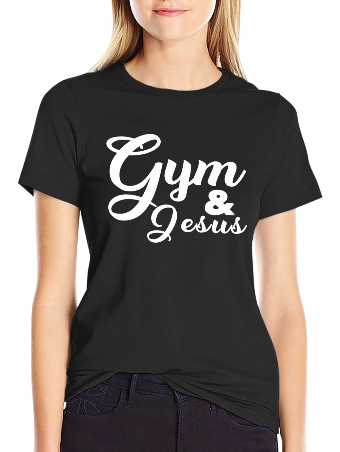Gym & Jesus Graphic Tee - Black