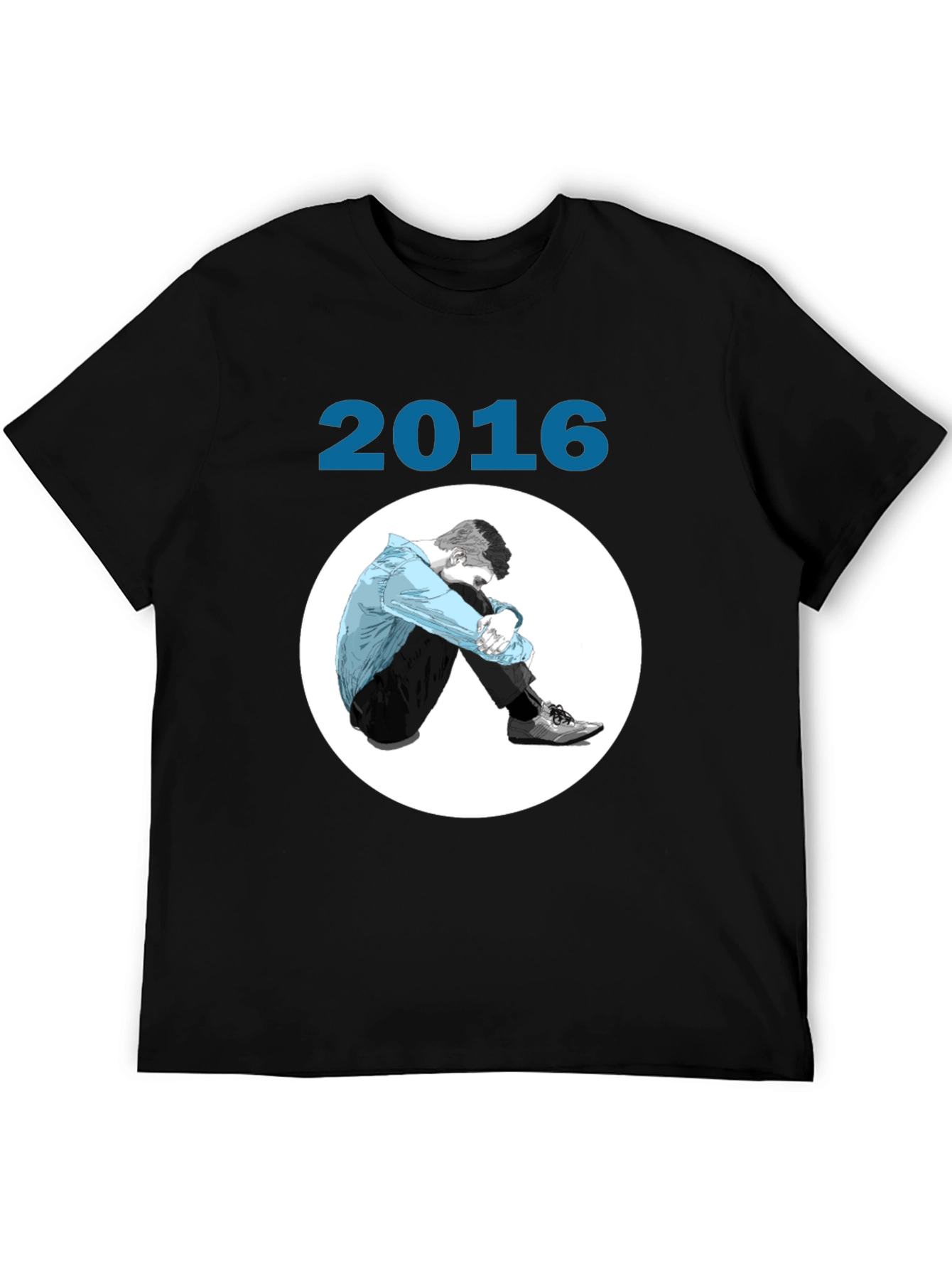 2016 Graphic Print Black T-Shirt