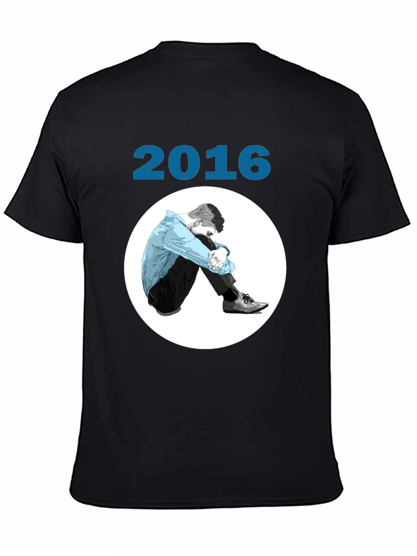 2016 Graphic Print Black T-Shirt