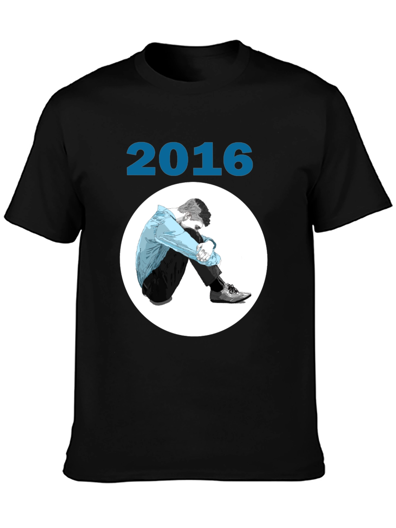 2016 Graphic Print Black T-Shirt
