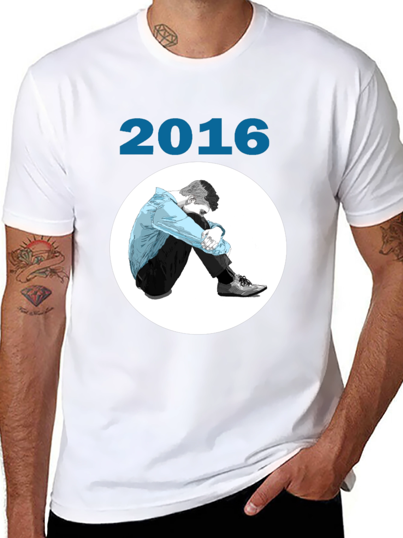 2016 Graphic Print Black T-Shirt