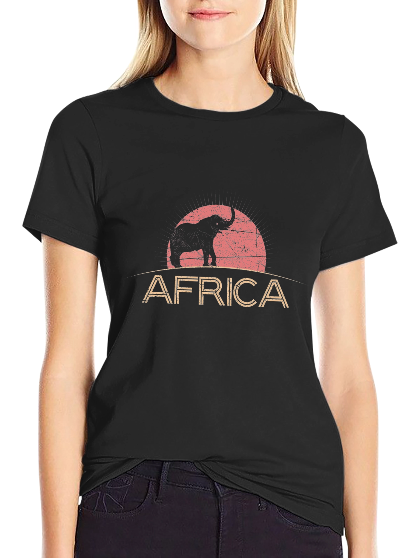 Africa Elephant Graphic T-Shirt - Black