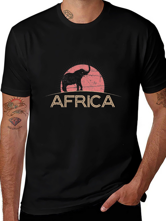 Africa Elephant Graphic T-Shirt - Black