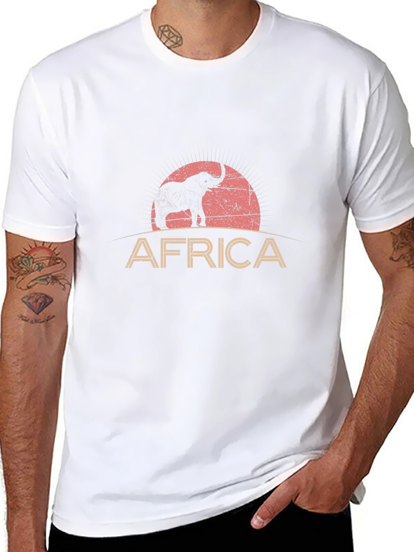 Africa Elephant Graphic T-Shirt - Black