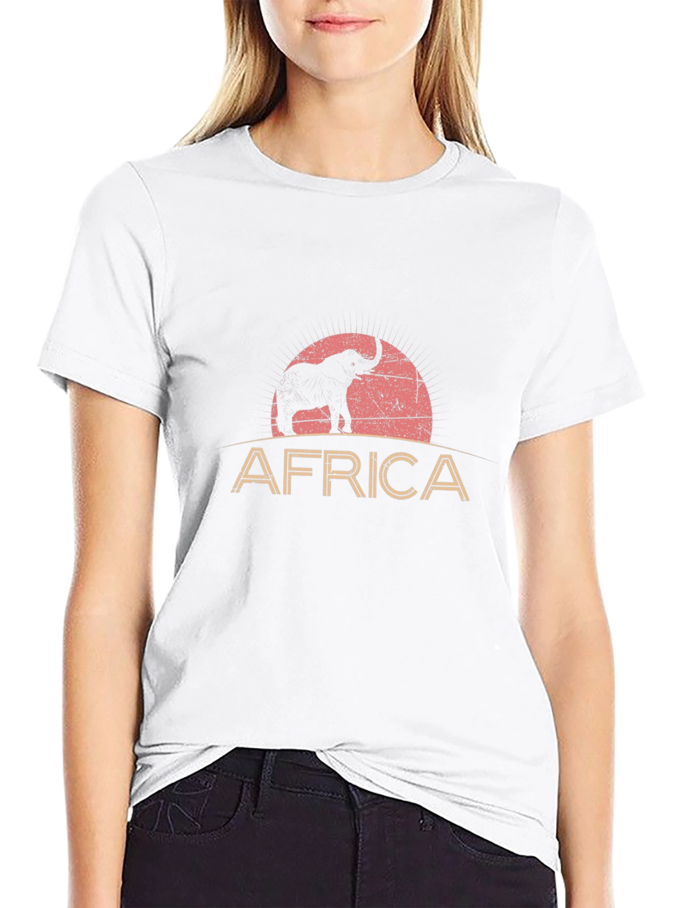 Africa Elephant Graphic T-Shirt - Black