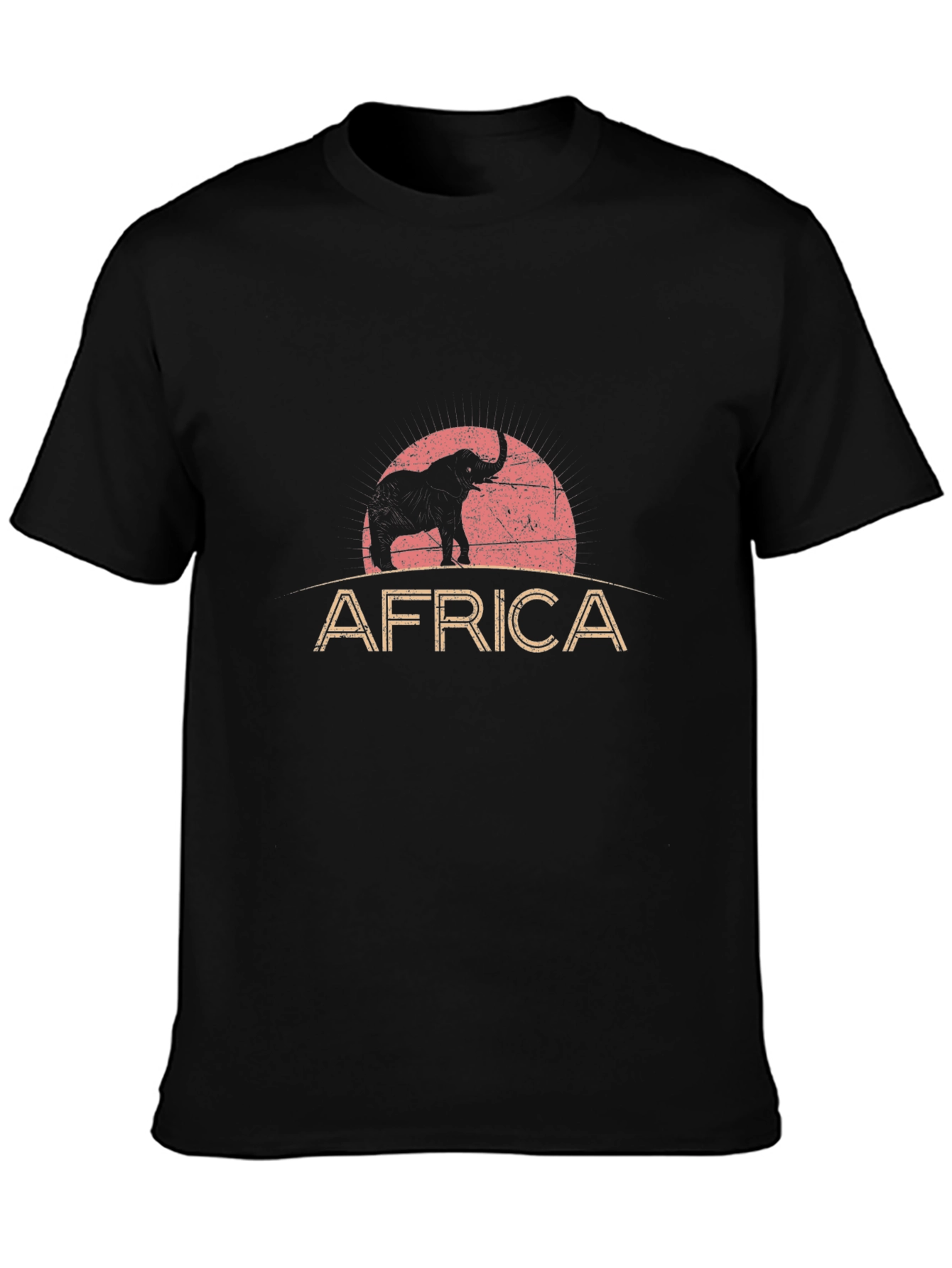 Africa Elephant Graphic T-Shirt - Black
