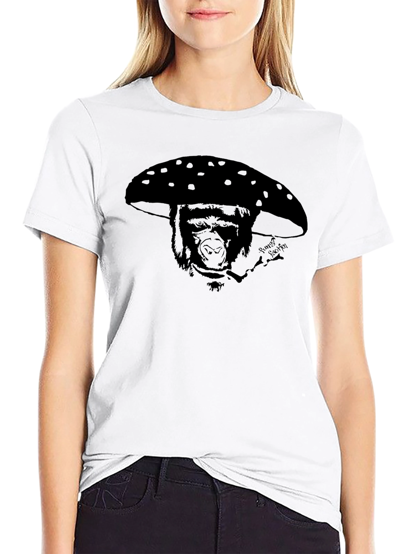 Gorilla Mushroom Graphic Tee - Funky Black T-Shirt