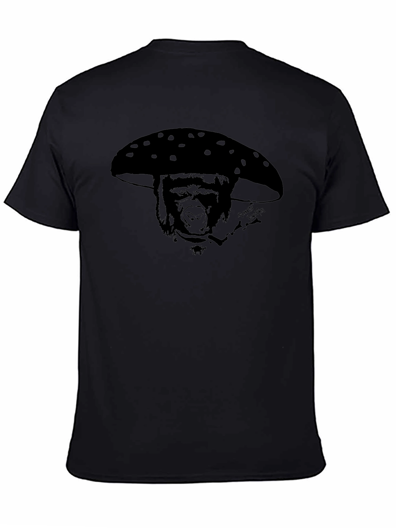 Gorilla Mushroom Graphic Tee - Funky Black T-Shirt