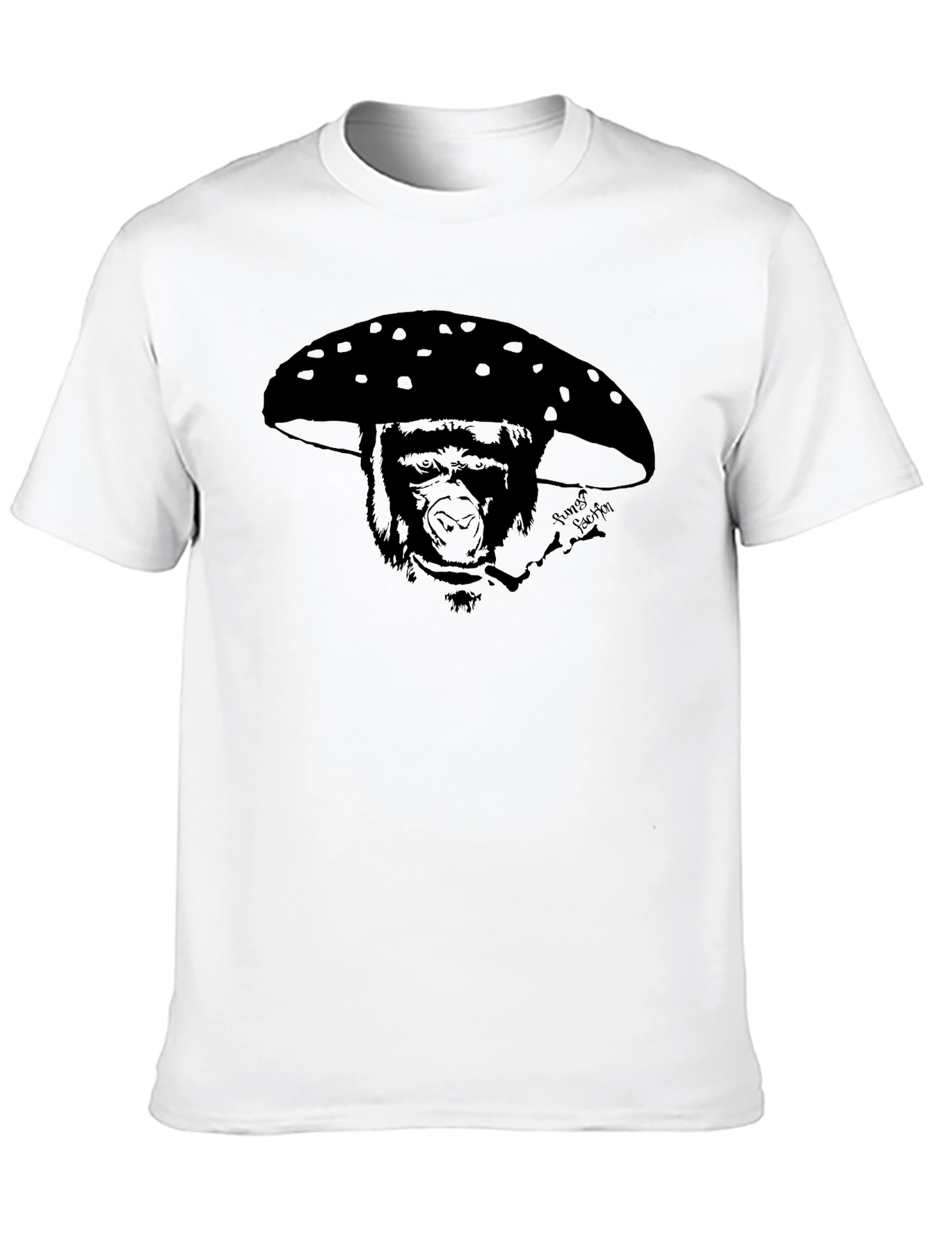Gorilla Mushroom Graphic Tee - Funky Black T-Shirt