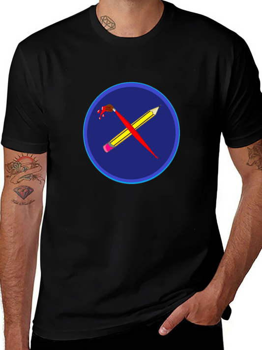 Artistic Crossed Brush & Pencil Graphic Tee