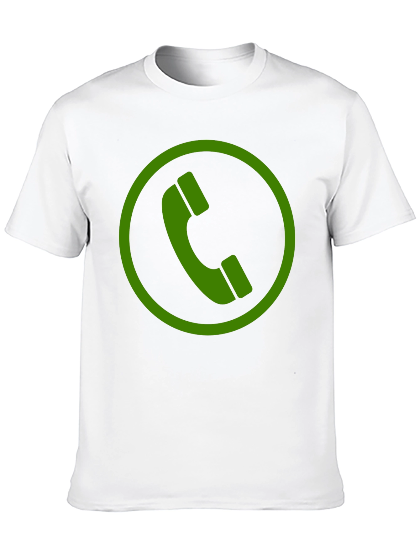 Green Phone Symbol Black Cotton T-Shirt