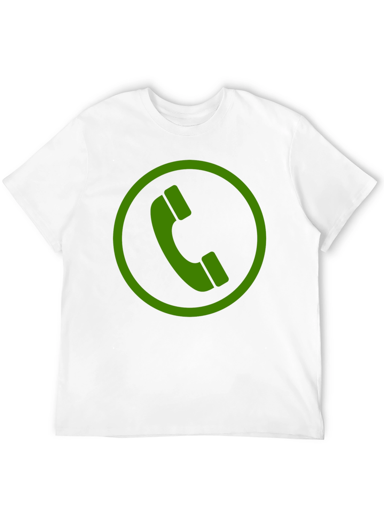 Green Phone Symbol Black Cotton T-Shirt