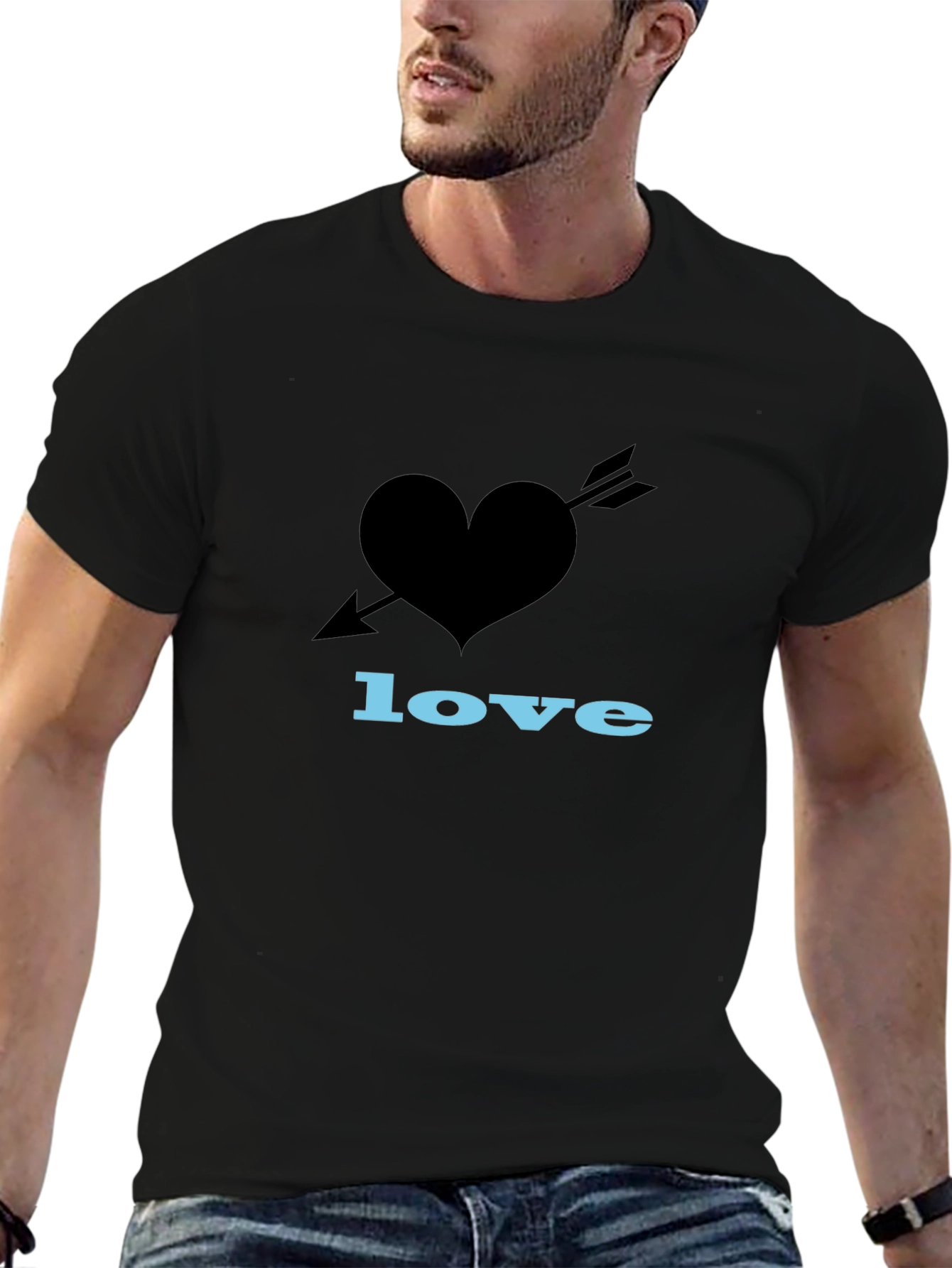 Heart Arrow Love Graphic Black T-Shirt