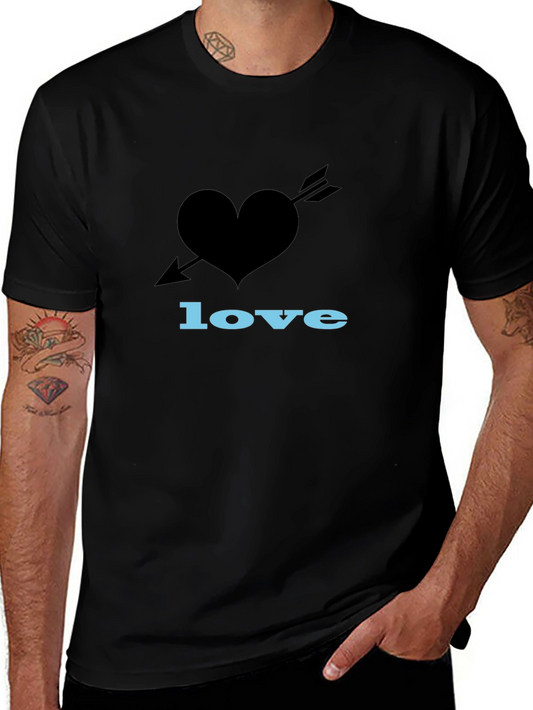 Heart Arrow Love Graphic Black T-Shirt