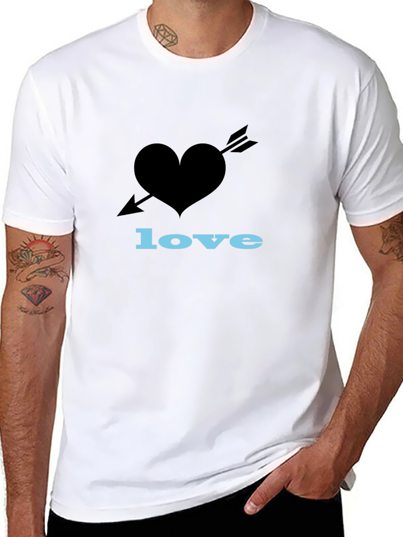 Heart Arrow Love Graphic Black T-Shirt