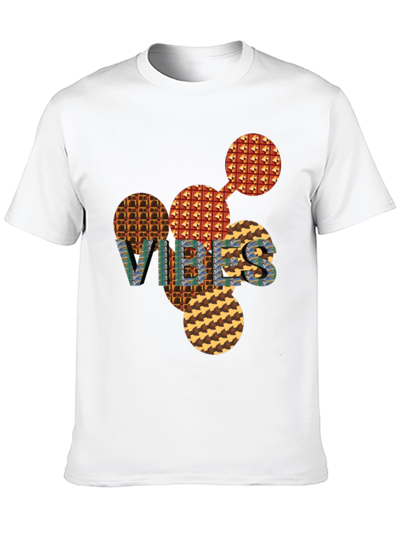 Abstract Patterned VIBES Graphic Tee