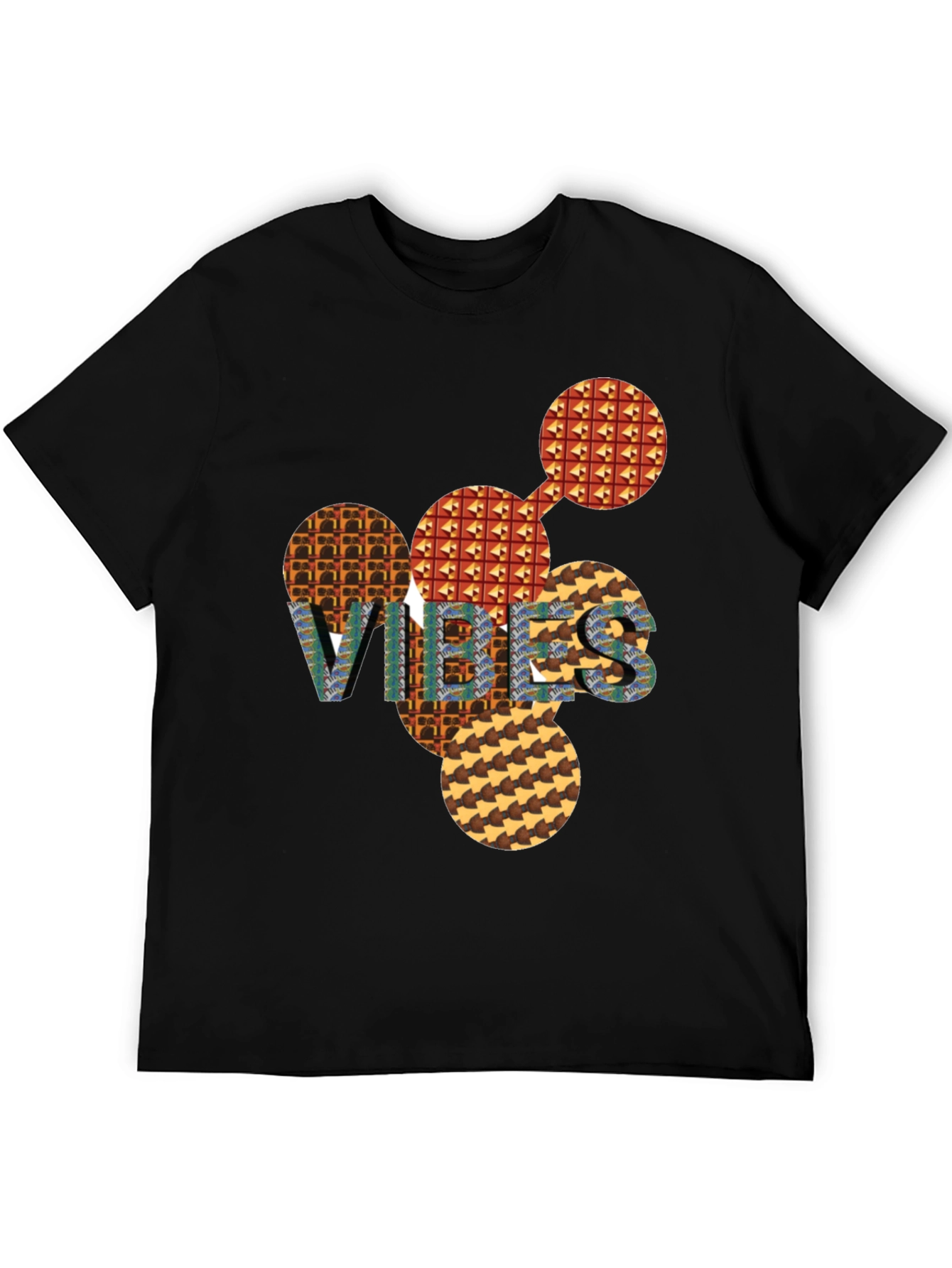 Abstract Patterned VIBES Graphic Tee
